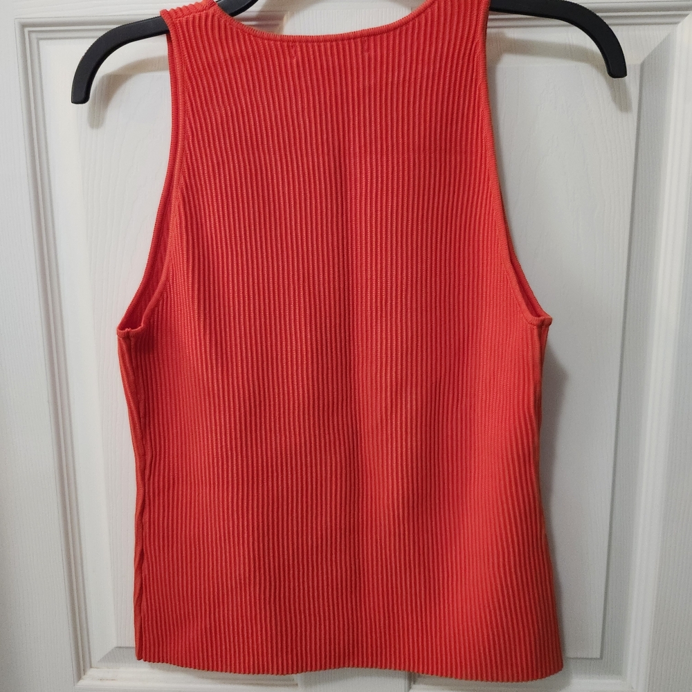 NWT Banana Republic Blood Orange Sleeveless Ribbed Knit Sweater Tank Top. Sz M - Picture 3 of 8